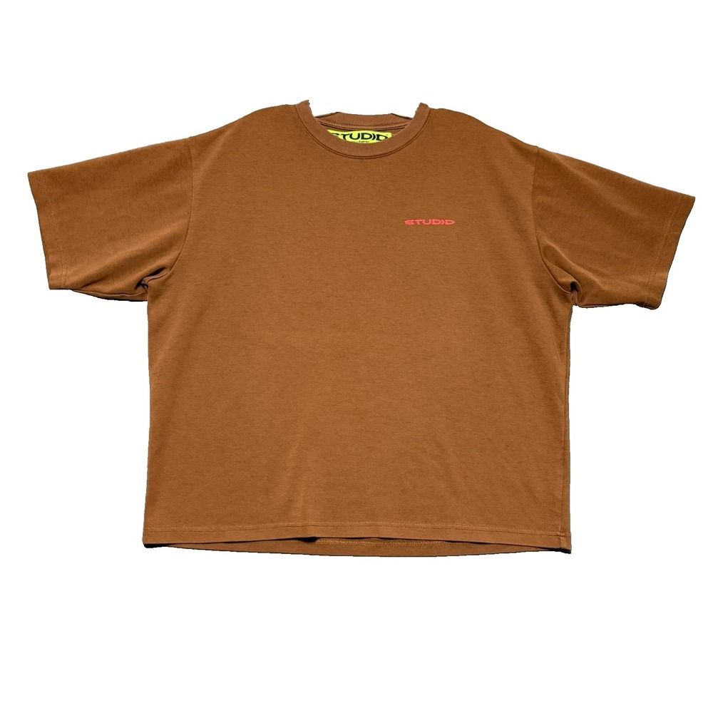 Studio T-Shirt Mens L Brown Streetwear Y2K Futuristic Cyberpunk Gorpcore Skater